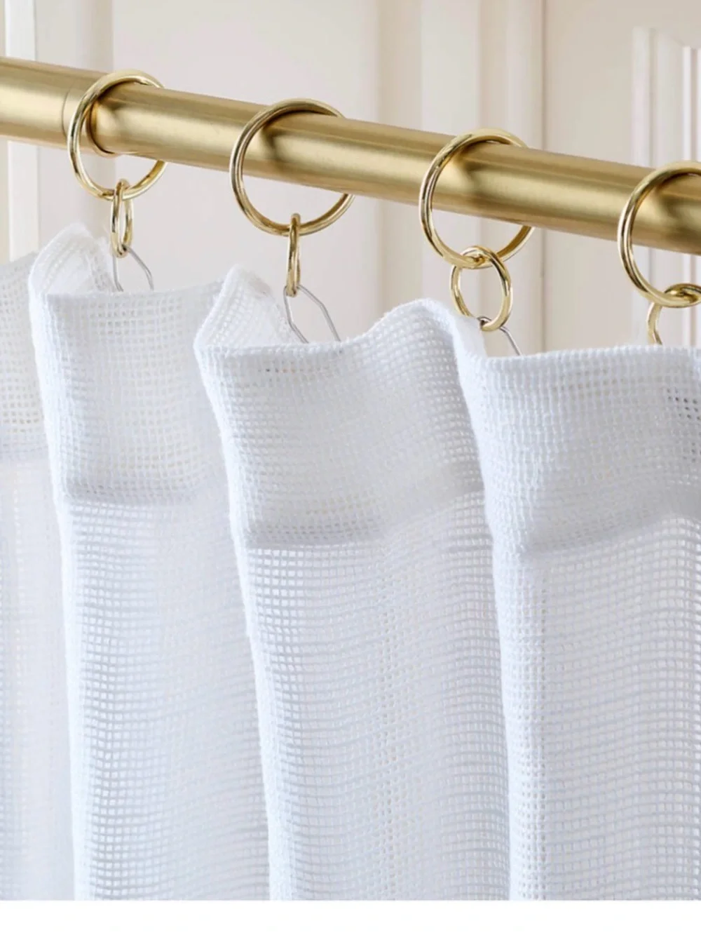 Set of 2 CB2 Lua Bright White Open Weave Sheer Linen Curtains 48x120 NIB